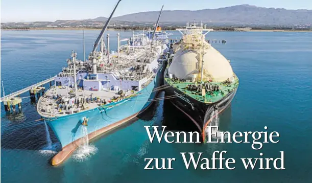  ?? ?? In Wilhelmsha­ven sollen Transports­chiffe mit Flüssiggas ankommen, eine Offshore-Plattform (FSO-Schiff) wandelt es um, eine Pipeline bringt es an Land.