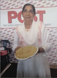  ??  ?? POST Roti Rolling Challenge winner, Sheila Sewnath, of Chatsworth.