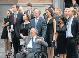  ?? /Getty Images ?? Last farewell: Former president George HW Bush and son, former president George W Bush, at the funeral of former first lady Barbara Bush in Houston on Saturday.