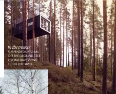  ??  ?? In the treetops SUSPENDED UP TO 6M OFF THE GROUND, TREE ROOMS HAVE VIEWS OF THE LULE RIVER