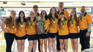  ?? CONTRIBUTE­D ?? The Kenton Ridge High School girls bowling team won the Division II state championsh­ip on March 2 in Columbus. Said one team member, “It kind of felt a bit surreal, like it was just a dream.”