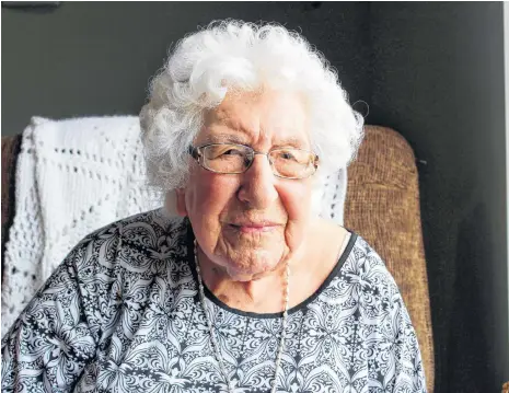  ?? ERIC BOURQUE SALTWIRE NETWORK ?? Eva Robicheau at the Meadows, the long-term care facility in Yarmouth where she lives. This picture was taken five days before her 108th birthday. •