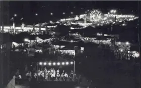  ?? MILWAUKEE JOURNAL ?? At night, the Centurama grounds on Milwaukee’s lakefront during July and August 1946 were a playground of shows, concerts and amusement park rides.