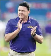  ?? ROGELIO V. SOLIS/AP ?? “You have to block out the noise,” LSU head coach Ed Orgeron says of the pressure put on SEC coaches.