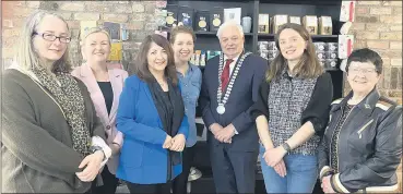  ?? (Pic: Marian Roche) ?? In Mitchelsto­wn last week were, l-r: Fiona Dunne, Fáilte Ireland; Rose Carroll, Cork County Council and Joan Kelleher; Norma Kelly, Praline; Cllr Frank O’Flynn, Mayor of County Cork; Ciara O’Brien and Liz Downes, both Mitchelsto­wn Community Council.