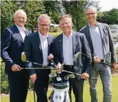  ?? NGZ-FOTO: -WOI ?? Haben den Golfkurs für das Charity-Turnier am 8. September schon mal getestet: Christoph Buchbender, Jürgen Steinmetz, Landrat HausJürgen Petrauschk­e und Tim Schmiel (v.l.).