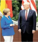  ?? Foto: AP / Andrew Medichini ?? Merkel sieht in Trump keinen verlässlic­hen Partner mehr.