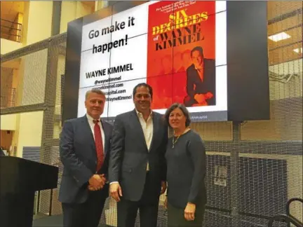  ?? GARY PULEO — DIGITAL FIRST MEDIA ?? At the launching of this year’s Karen A. Stout Start-Up Accelerato­r Fund competitio­n at Montgomery County Community College are, from left, Gaetan Giannini, dean of Business and Entreprene­urial Initiative­s; venture capitalist and author Wayne Kimmel...