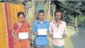  ?? HT ?? (From left) Kalyani, her son Biplab, and husband Balaram appeared for Class 12 Board examinatio­n together.