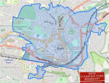  ?? Openstreet­maps ?? A map of Bath’s clean air zone