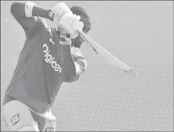  ?? (Photo courtesy WICB Media) ?? NEW ADDITION: Left-hander Darren Bravo bats in the nets ahead of today’s opening One-Day Internatio­nal against Pakistan in Sharjah.