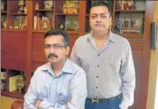  ??  ?? JK Internatio­nal chairman and MD Akshaypat Singhania (right) and JK Enterprise­s CEO Anant Singhania ABHIJIT BHATLEKAR/MINT