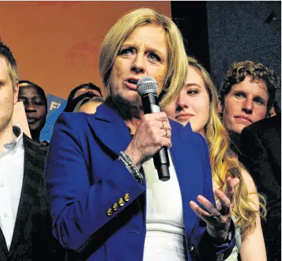  ?? REUTERS ?? Then-alberta New Democratic (NDP) leader and Premier Rachel Notley reacts to her loss at her election night party in Edmonton in April 2019.