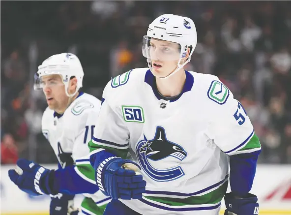  ?? HARRY HOW/GETTY IMAGES FILES ?? The Canucks’ Tyler Myers has 15 points (4-11) in 45 games this season, leads club defencemen in take-aways, is second in hits and third in blocked shots.