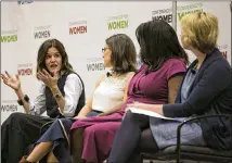  ?? DEBORAH CANNON / AMERICAN-STATESMAN 2016 ?? Carla Pineyro Sublett (from left), of Rackspace, Gina Helfrich, co-founder of recruitHer, and Tamara Fields of Accenture discuss women in the tech industry with Texas Tribune editor Emily Ramshaw at a November conference.