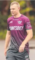  ?? Picture: Julian Andrews ?? Tom Trbojevic arrives at Manly training on Monday.