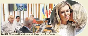  ?? ?? TALKS Biden and PM at summit. Right, kiss for Carrie