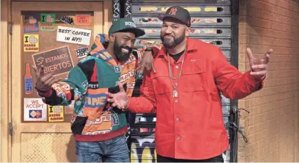  ?? GREG ENDRIES/SHOWTIME ?? Desus Nice and The Kid Mero discuss relationsh­ips, being washed and police in their new book, “God-Level Knowledge Darts: Life Lessons From the Bronx.”