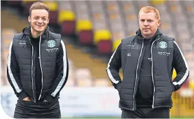  ??  ?? Brandon Barker with Neil Lennon during their spell together at Hibs