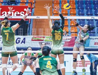  ?? PHILIPPINE SUPERLIGA ?? GRETCHEL SOLTONES and the Smart Giga Hitters look to book win number two in the Philippine Superliga (PSL) All-Filipino Conference today at the FilOil Flying V Centre in San Juan.