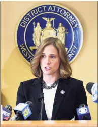  ?? Tyler Sizemore / Hearst Connecticu­t Media ?? Westcheste­r County District Attorney Miriam Rocah speaks during a news conference at the Westcheste­r County Courthouse in White Plains, N.Y., Wednesday. Rocah released a report into the murder case against recently deceased New York real estate tycoon Robert Durst in the decades-old disappeara­nce of his first wife, Kathie Durst.