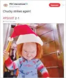  ??  ?? El PSV destaca en Twitter la foto del muñeco diabólico navideño.