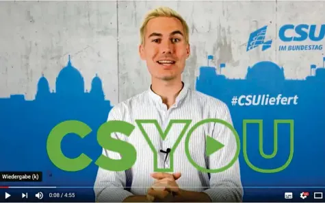  ?? Screenshot: Youtube ?? Armin Petschner soll jungen Zuschauern in dem neuen CSU-Format „CSYOU“Politik näherbring­en – bislang erntete er aber vor allem Spott und Kritik.