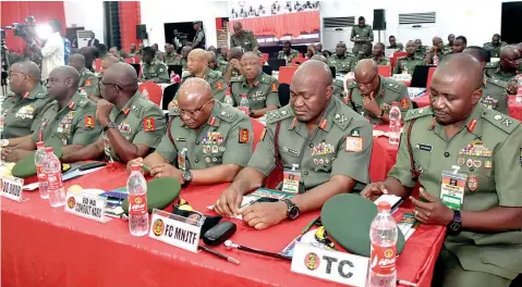  ?? ?? Senior army officers at the closing of the Chief of Army Staff ( COAS) Second Quarter Conference 2022, in Abuja… yesterday.