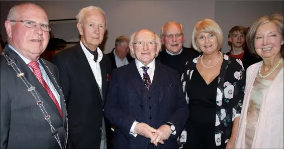  ??  ?? President Michael D Higgins at the launch of Wexford Light Opera Society’s production of ‘Sweeney Todd, The Demon Barber of Fleet Street’, with Ted Howlin, WLOS President; Sean Meyler, who launched the show; Marion Doyle; and Betty O’Brien.