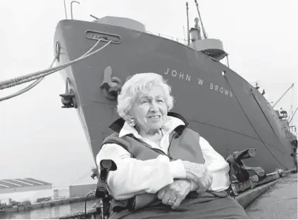  ?? LLOYD FOX/BALTIMORE SUN ?? The Maryland Hall of Fame photo of Helen Delich Bentley, associatin­g her with the port and the Liberty ship John W. Brown.