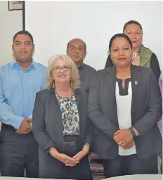  ??  ?? Minister for Industry, Trade and Tourism, Local Government, Housing and Community Developmen­t Premila Kumar(front first from right), Permanent Secretary for Local Government Dimity Fifer (second left) and Special Administra­tors for the Nausori Town Council.