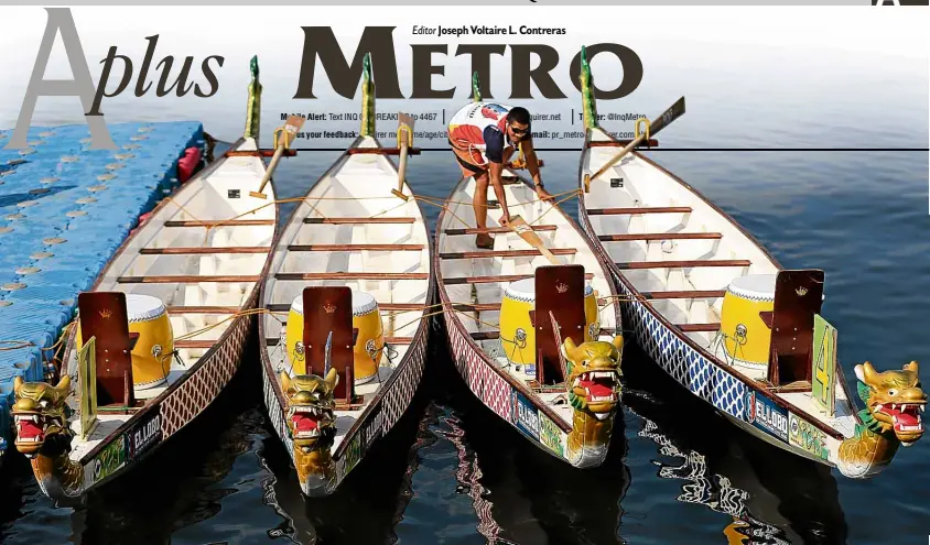  ?? RAFFY LERMA ?? READY, SET, RACE! Dragon boats are lined up on Manila Bay for the start of a competitio­n featuring boat racing enthusiast­s.