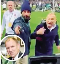  ?? ?? Clash: Eddie Jones confronts fan. Inset, Neil Back