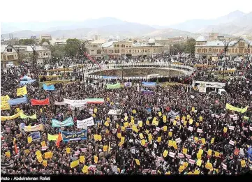  ?? — Reuters photo ?? Iranians gather to mark the anniversar­y of the seizure of the US Embassy, in Tehran.