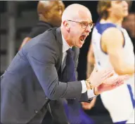  ?? Sue Ogrocki / Associated Press ?? UConn and coach Dan Hurley are as ready as any team in the country to begin on court practices Monday in the wake of the pandemic.