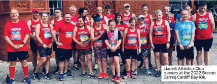  ?? ?? Llanelli Athletics Club runners at the 2022 Brecon Carreg Cardiff Bay 10k.