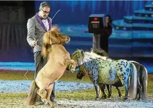  ??  ?? Vor allem die frechen Ponys sorgten in den ausverkauf­ten Vorstellun­gen von „Apassionat­a“am Wochenende in der Erfurter Messe für heitere Momente. Foto: Holger John