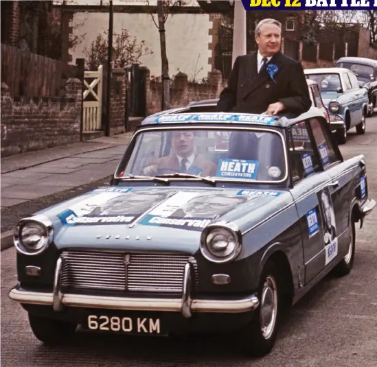  ??  ?? ROAD TO RUIN: Ted Heath campaignin­g during the 1966 General Election, which he lost to Harold Wilson