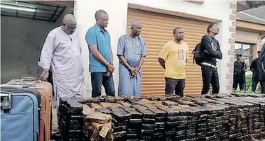  ?? National Drug Law Enforcemen­t Agency ?? NIGERIA’S anti-narcotics agency seized cocaine with an estimated street value of R4.9 billion on Monday, the biggest single drug bust in the country’s history, it said on Twitter. |