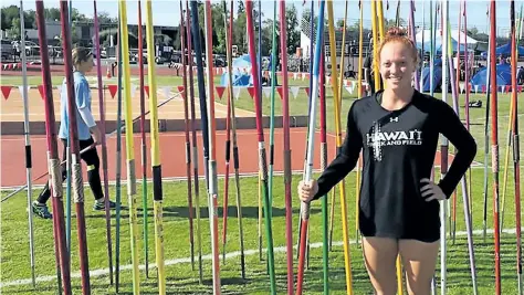  ?? SUPPLIED PHOTO ?? Welland Centennial Secondary School graduate Alexis Brenzil followed up her first year at University of Hawaii by representi­ng Canada in javelin at the Pan American Under-20 Championsh­ips in Peru.