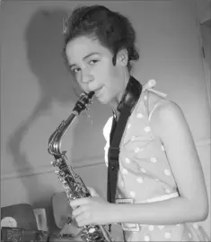  ??  ?? BLAST FROM THE PAST - 2010: Kelly Breen poses with a saxophone backstage at the musical ‘Torn Dreams’ in Rathnure Hall.