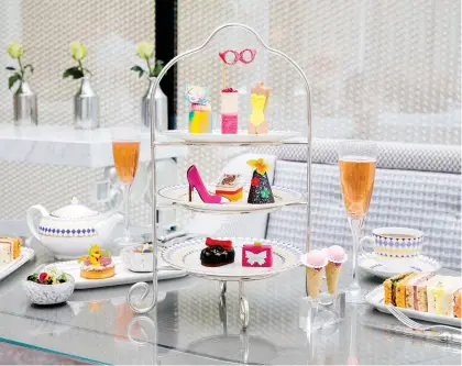  ??  ?? Clockwise from top left: Jean Georges’ afternoon tea set; The Berkeley’s Prêt-à-Portea is inspired by the world of fashion; Claridge’s iconic 1930s art deco-inspired dining room