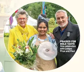  ?? ?? PRAISED FOR BOLD TASTE She celebrates with judges Prue and Paul