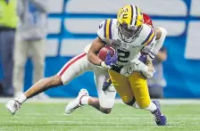  ??  ?? LSU wide receiver Justin Jefferson is one of the candidates to become the Broncos’ first-round draft pick in April.