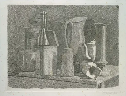  ??  ?? Giorgio Morandi. « Grande nature morte à la cafetière ». 1933. (Mamiano di Traverseto­lo, Parme, Fondazione Magnani-Rocca ; Ph. Ville de Grenoble / musée de Grenoble / J.-L. Lacroix)