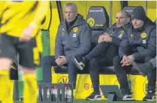  ?? FOTO: THISSEN/DPA ?? Ein letztes Mal in Schwarz-Gelb: Dortmunds nun Ex-Trainer Lucien Favre.