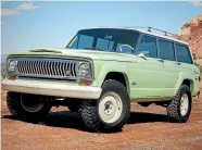  ??  ?? Gorgeous Wagoneer Roadtrip goes heavy on the retro: original steel body, many modificati­ons underneath.