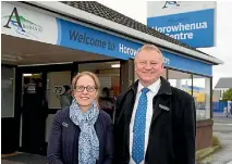  ?? PHOTO: MURRAY WILSON/FAIRFAX NZ ?? Clare Randall, chief executive and John Freebairn, chairman of the hospice service trust, at the newly-opened Levin centre.