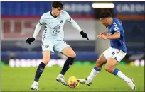  ??  ?? SHOWING NO MERSEY: Allan tackles Kai Havertz