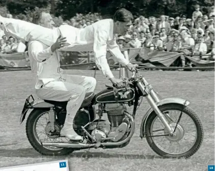  ??  ?? 10. A Matchless gets abused during the Metropolit­an Police Motor Club's third annual gymkhana, on June 23, 1957. 11. The Italians always seem to do it with more style ...